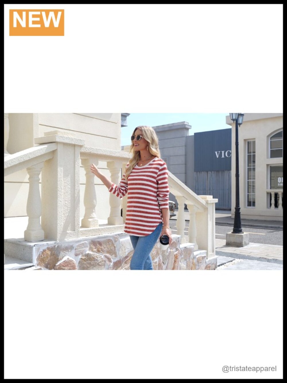 Long Sleeve Ribbed Knit Tunic Top Loose Fit Fall Sweater with Leggings - Picture 5 of 6